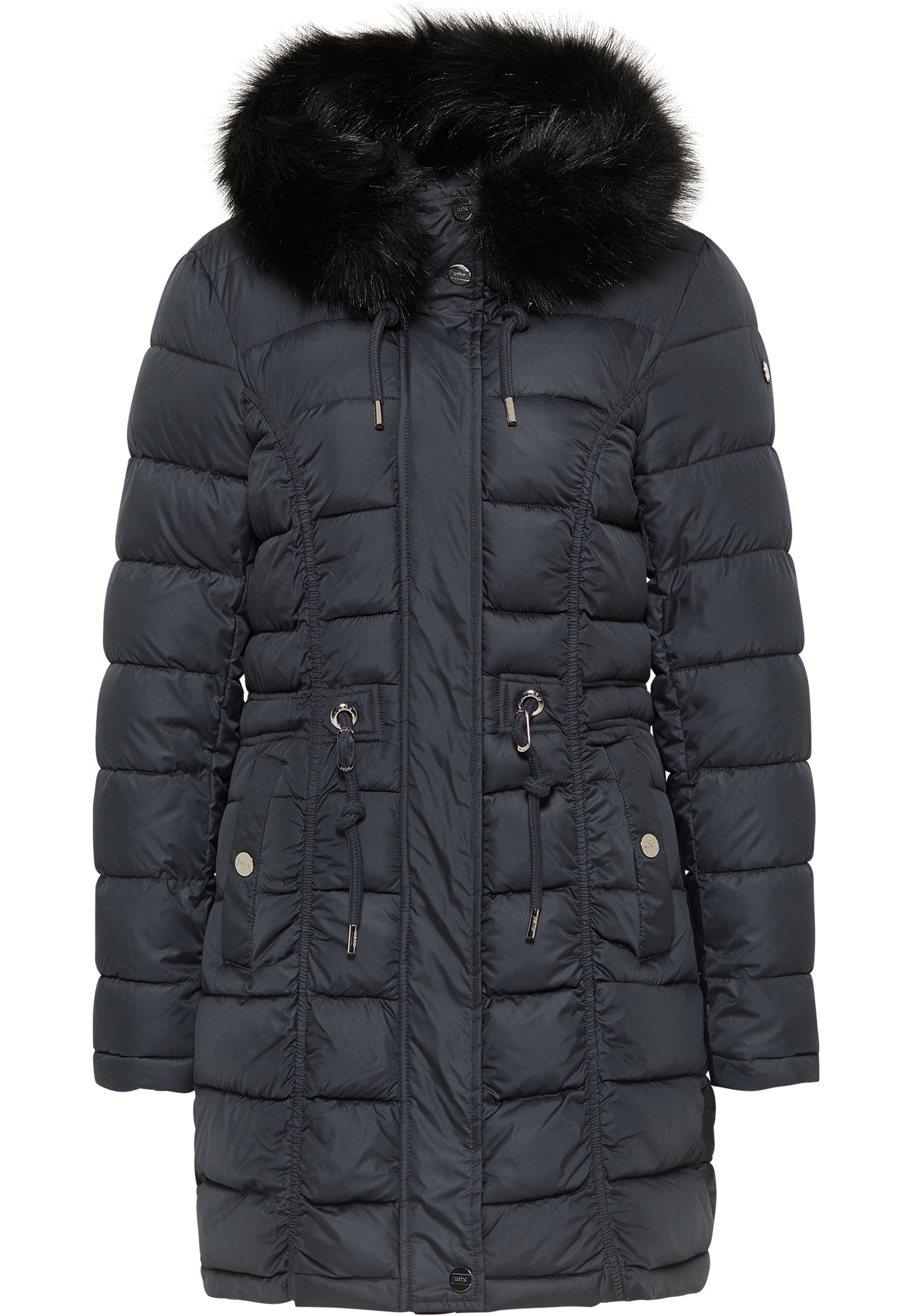 usha Women's Quilted Coat With Faux Fur