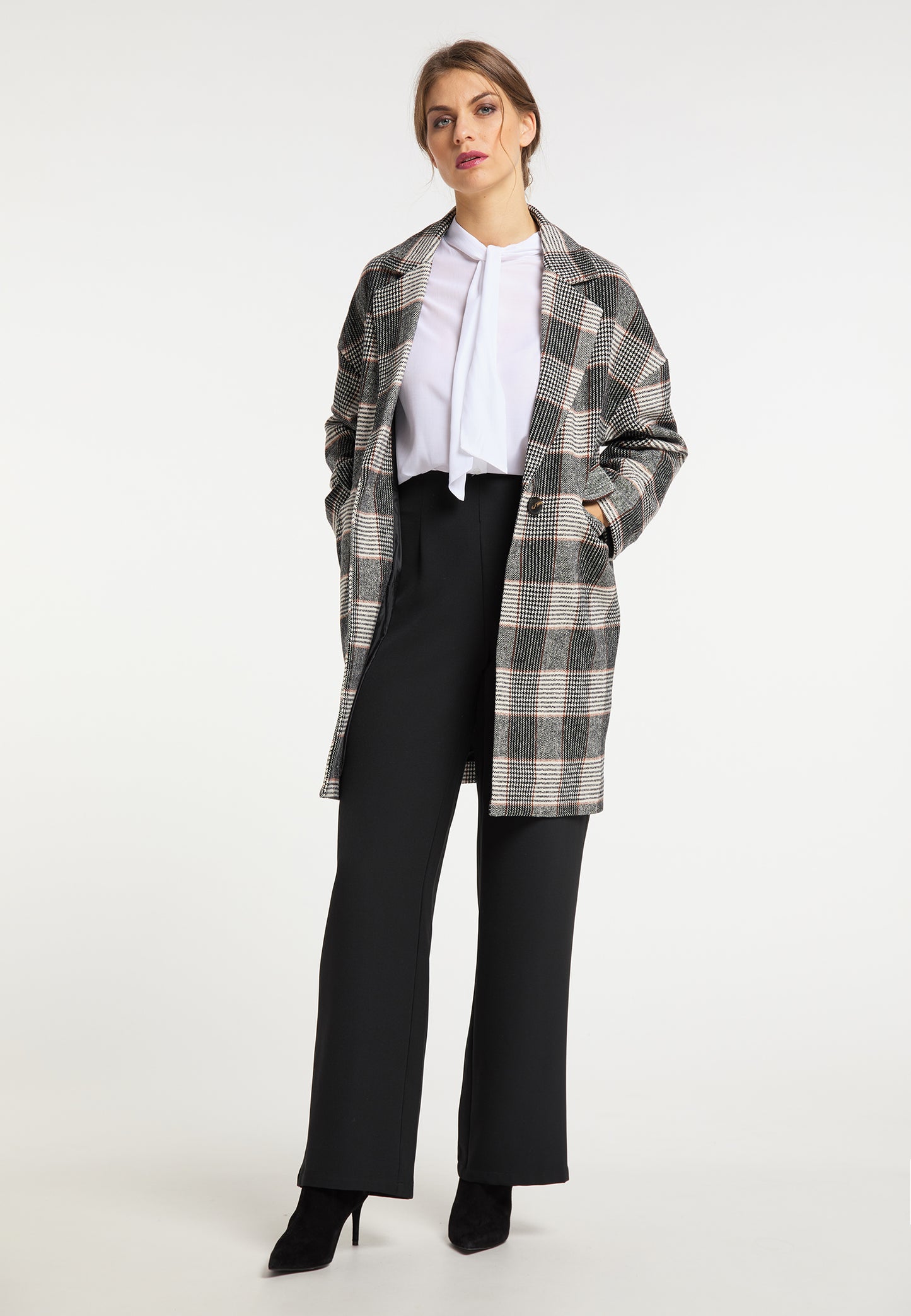 usha BLACK LABEL Damen Encheck Mantel