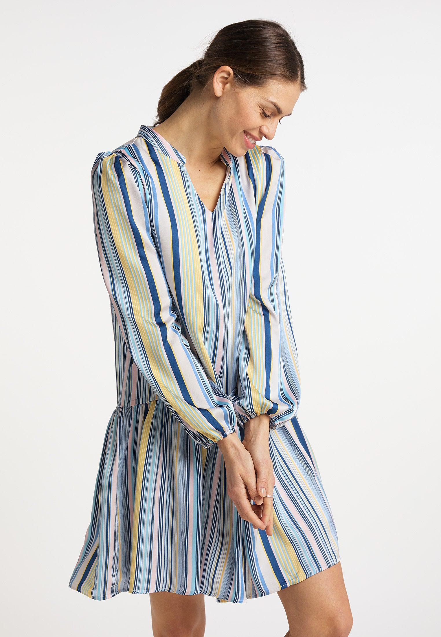 usha BLUE LABEL Women's Midi Dress With Stripes