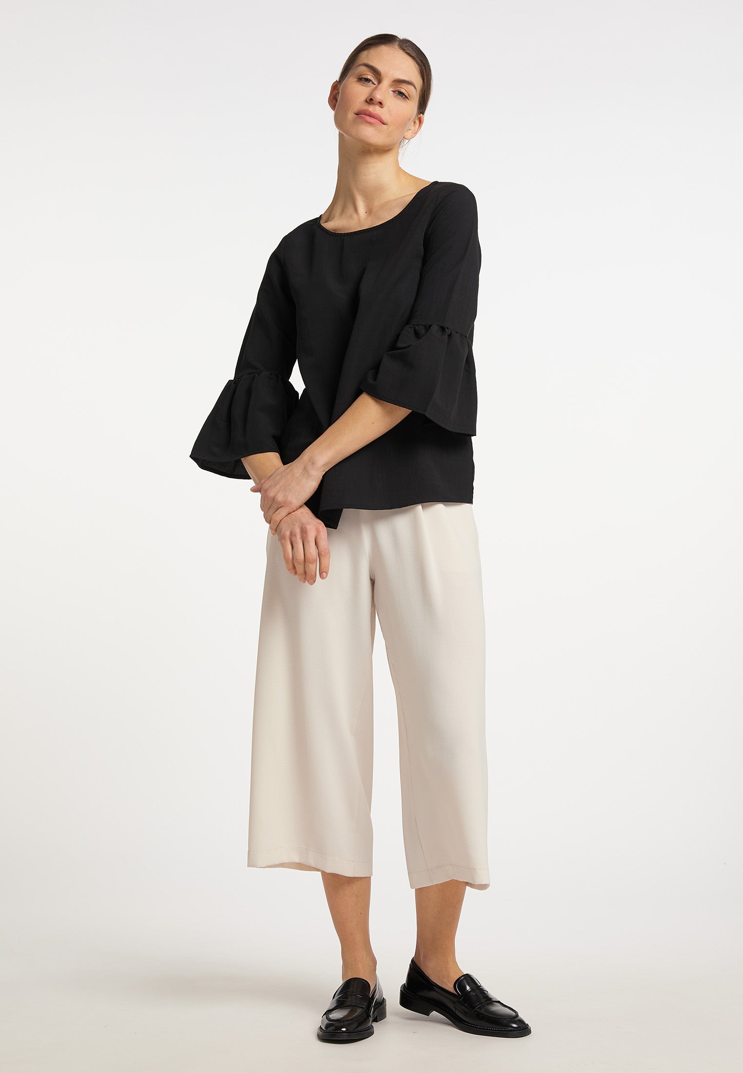 usha WHITE LABEL Women's Blouse With Trumpet Sleeves