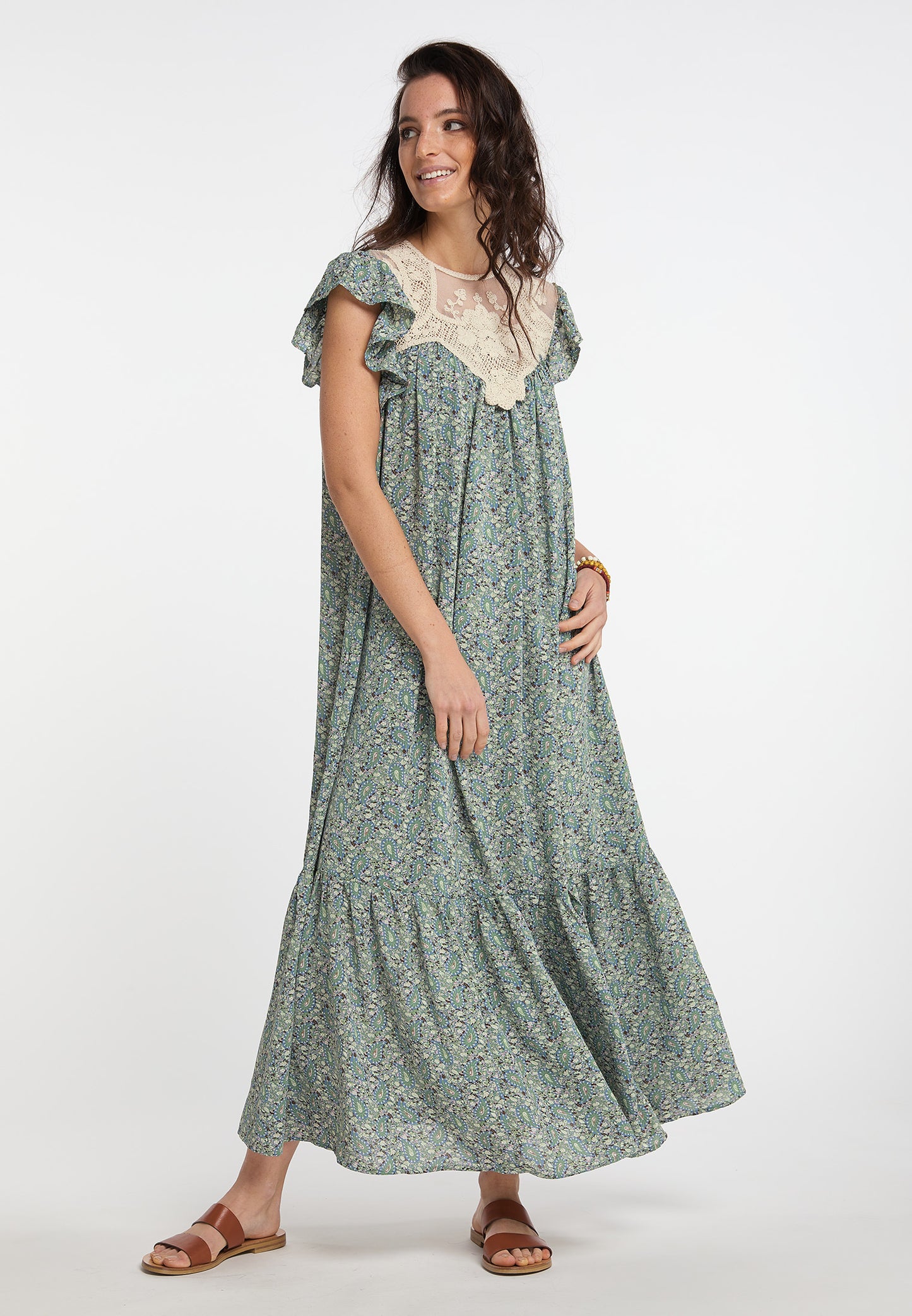 usha FESTIVAL Women's Maxi Dress With All Over Print