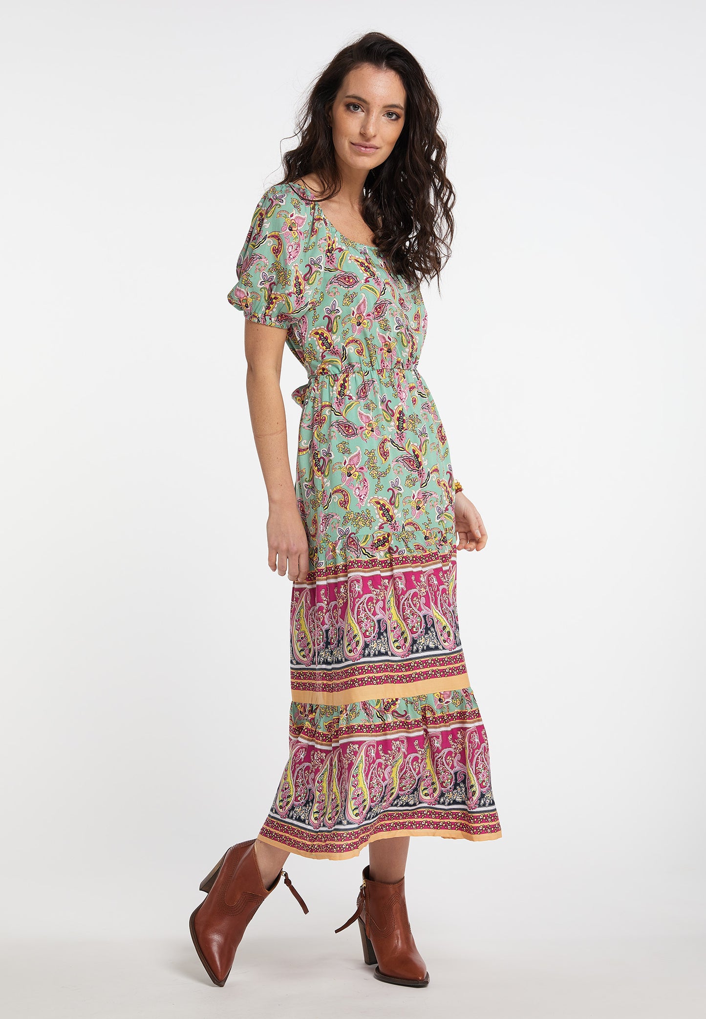 usha FESTIVAL Women's Paisley Print Midi Dress