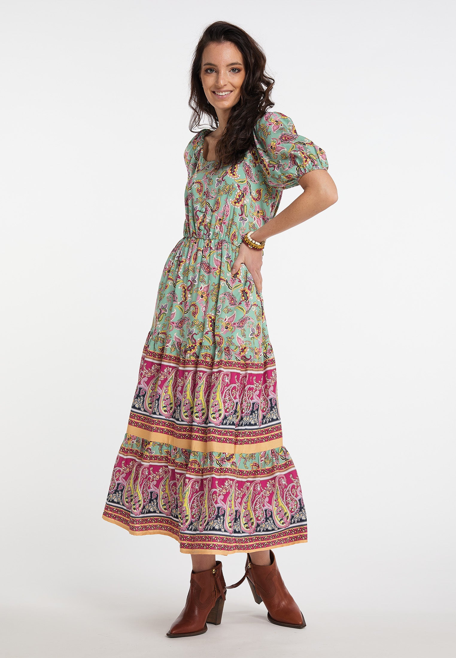 usha FESTIVAL Women's Paisley Print Midi Dress