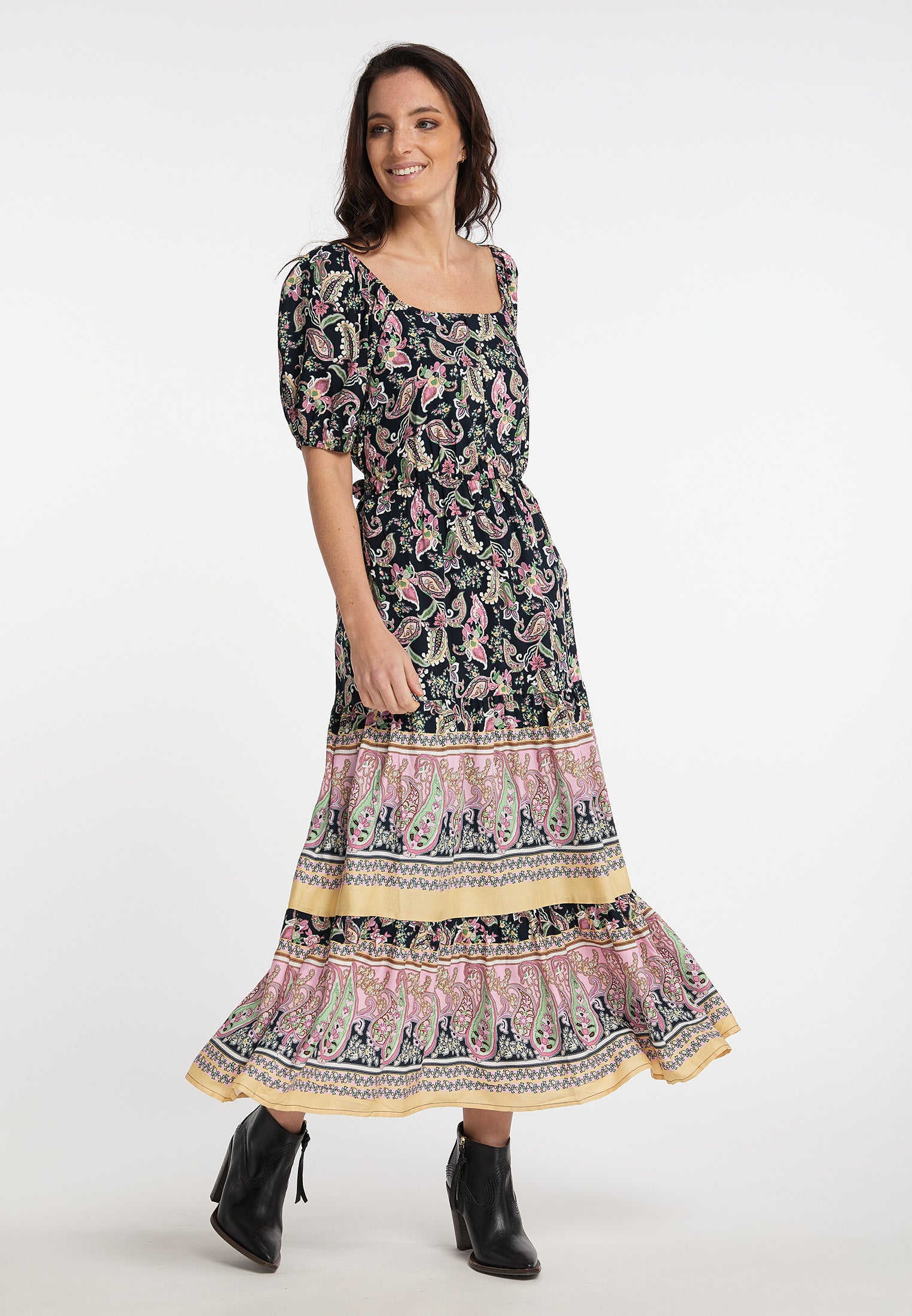 usha FESTIVAL Women's Paisley Print Midi Dress