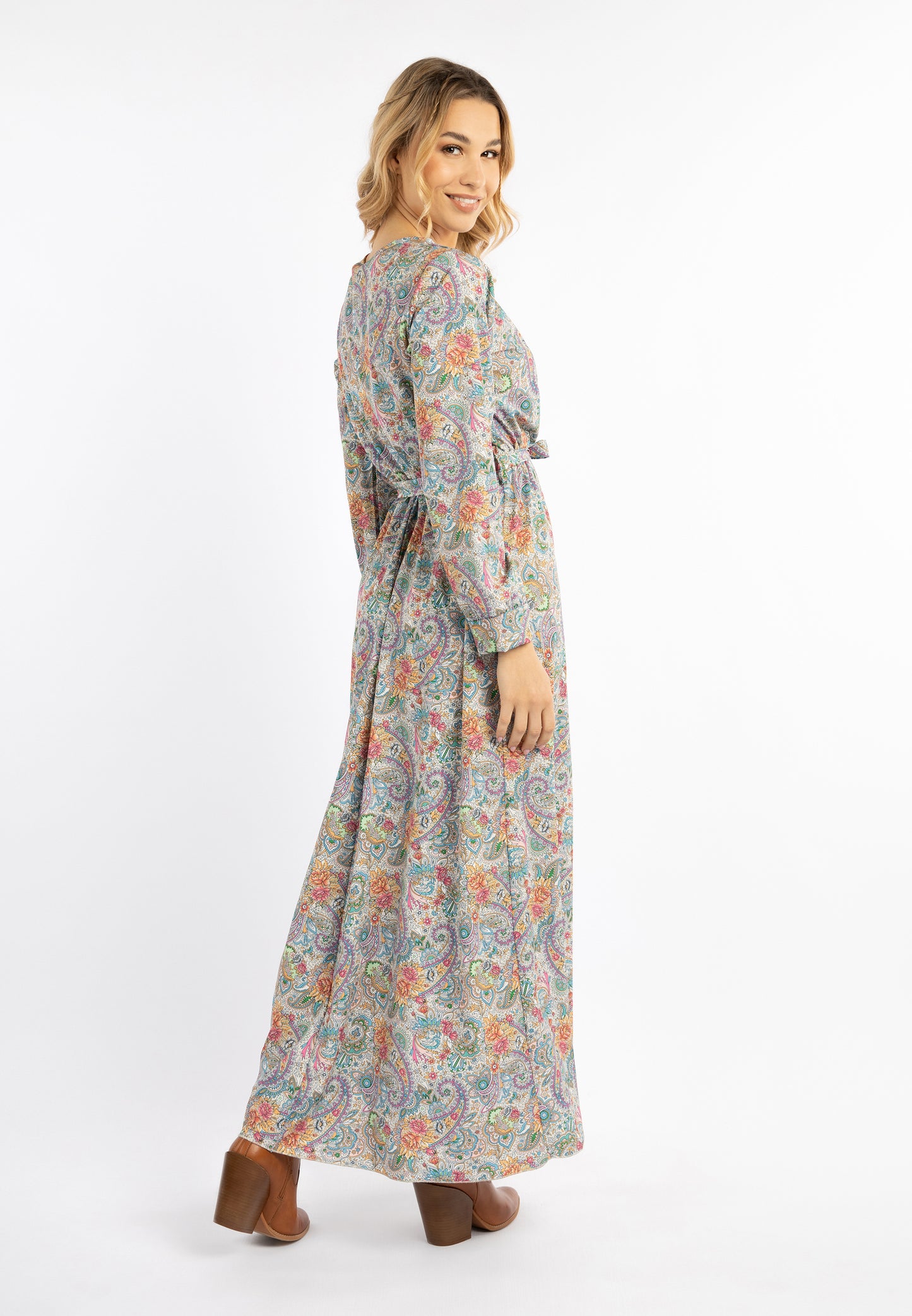 usha FESTIVAL Women's Paisley Print Maxi Dress