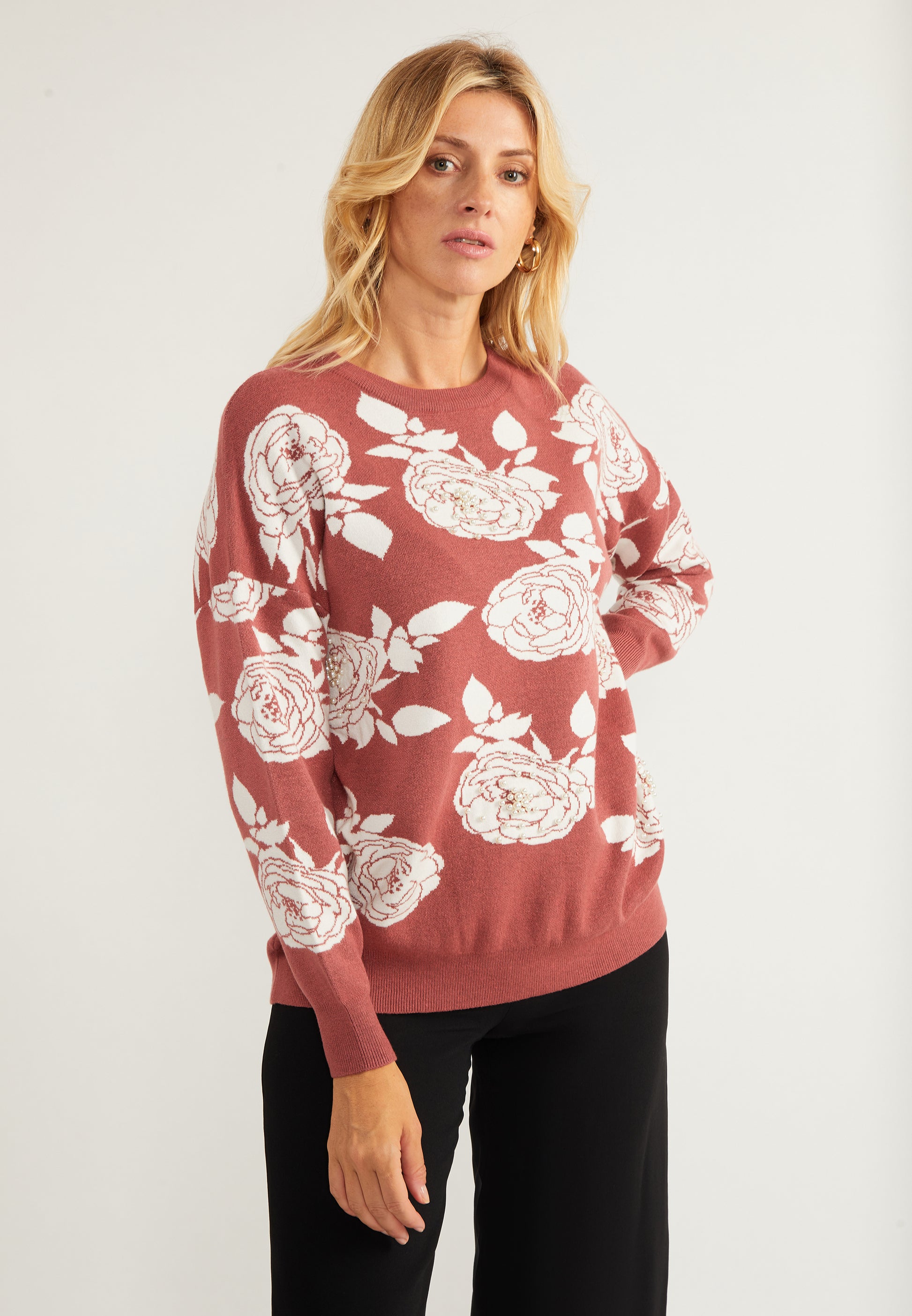 usha Women's Sweater With Pearl