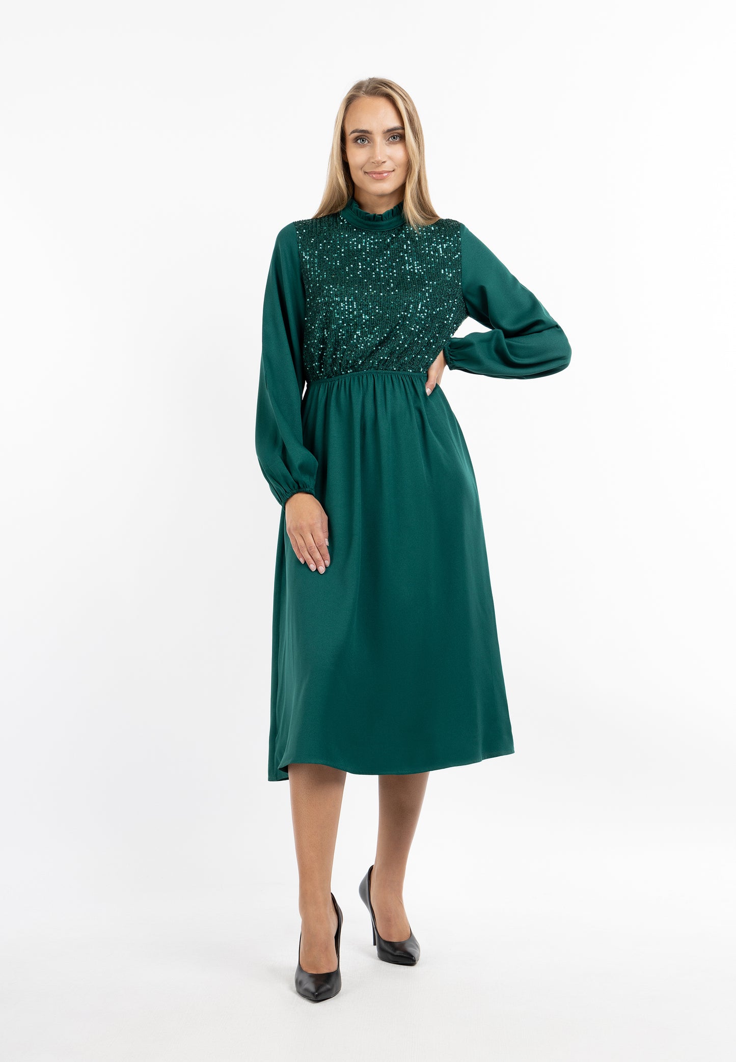 usha Women's Long Sleeve Dress