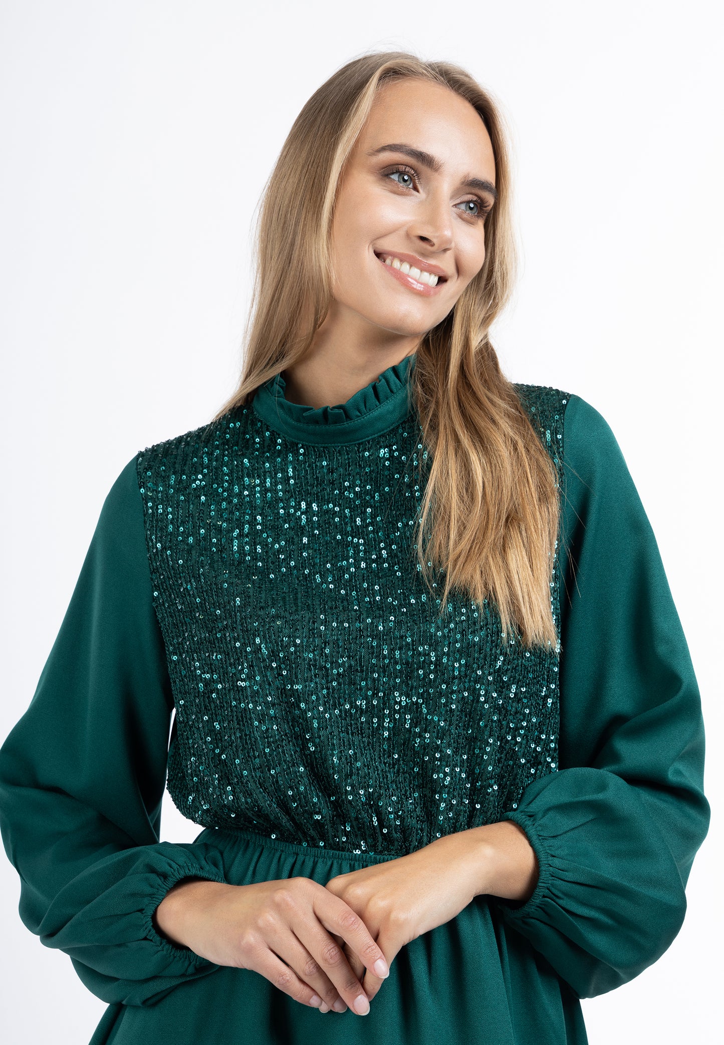 usha Women's Long Sleeve Dress
