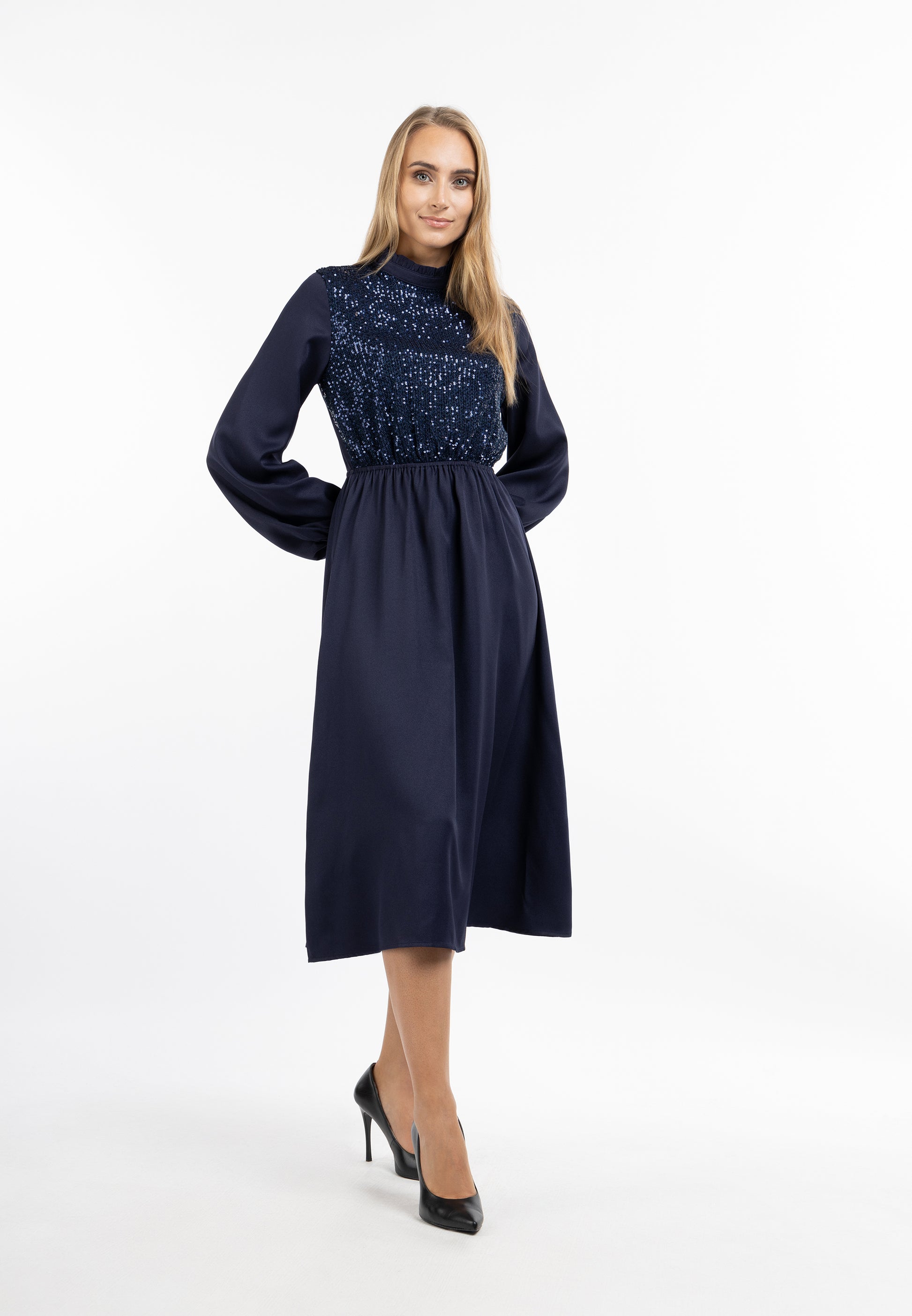usha Women's Long Sleeve Dress