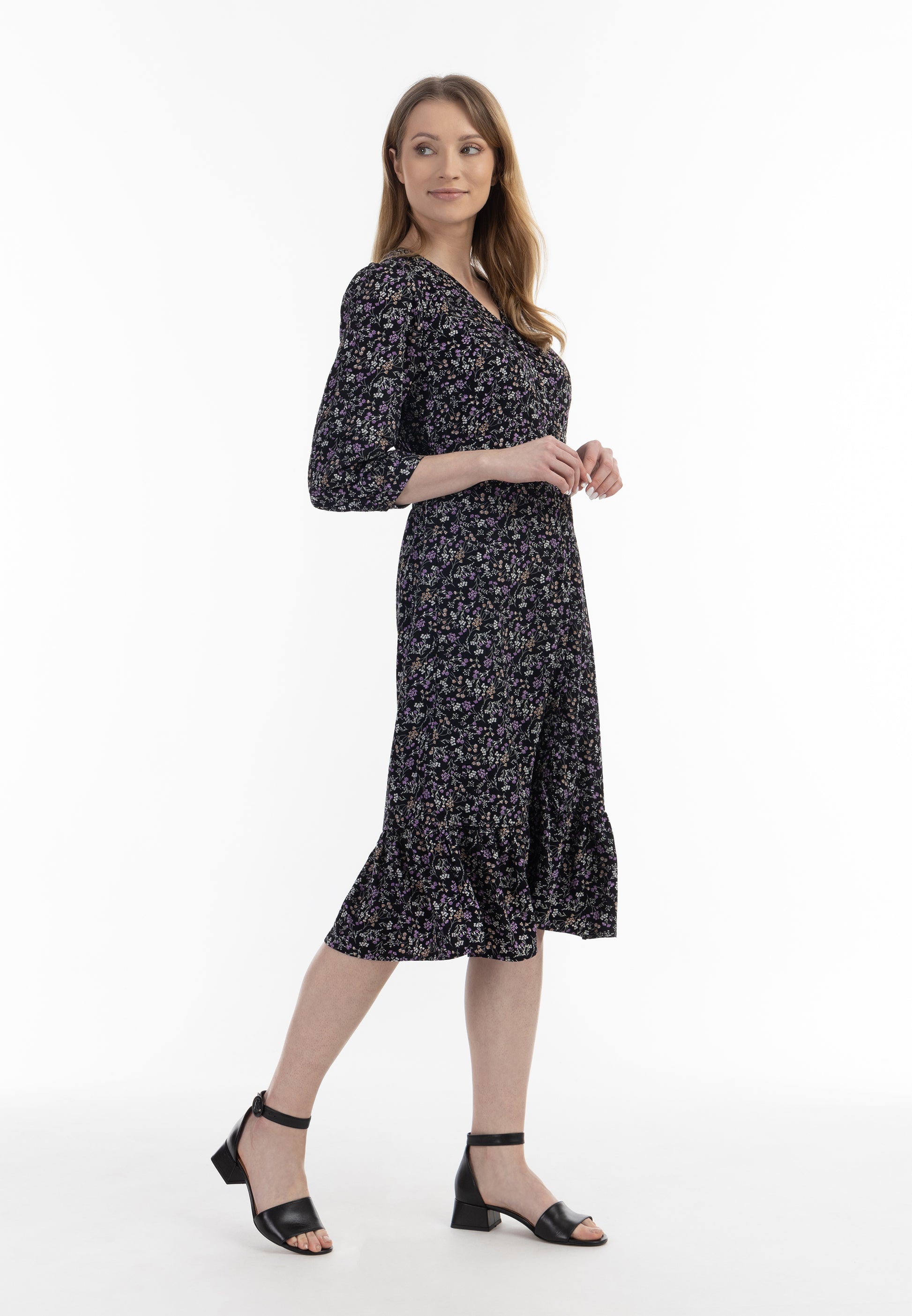 usha Women's Floral Print Midi Dress