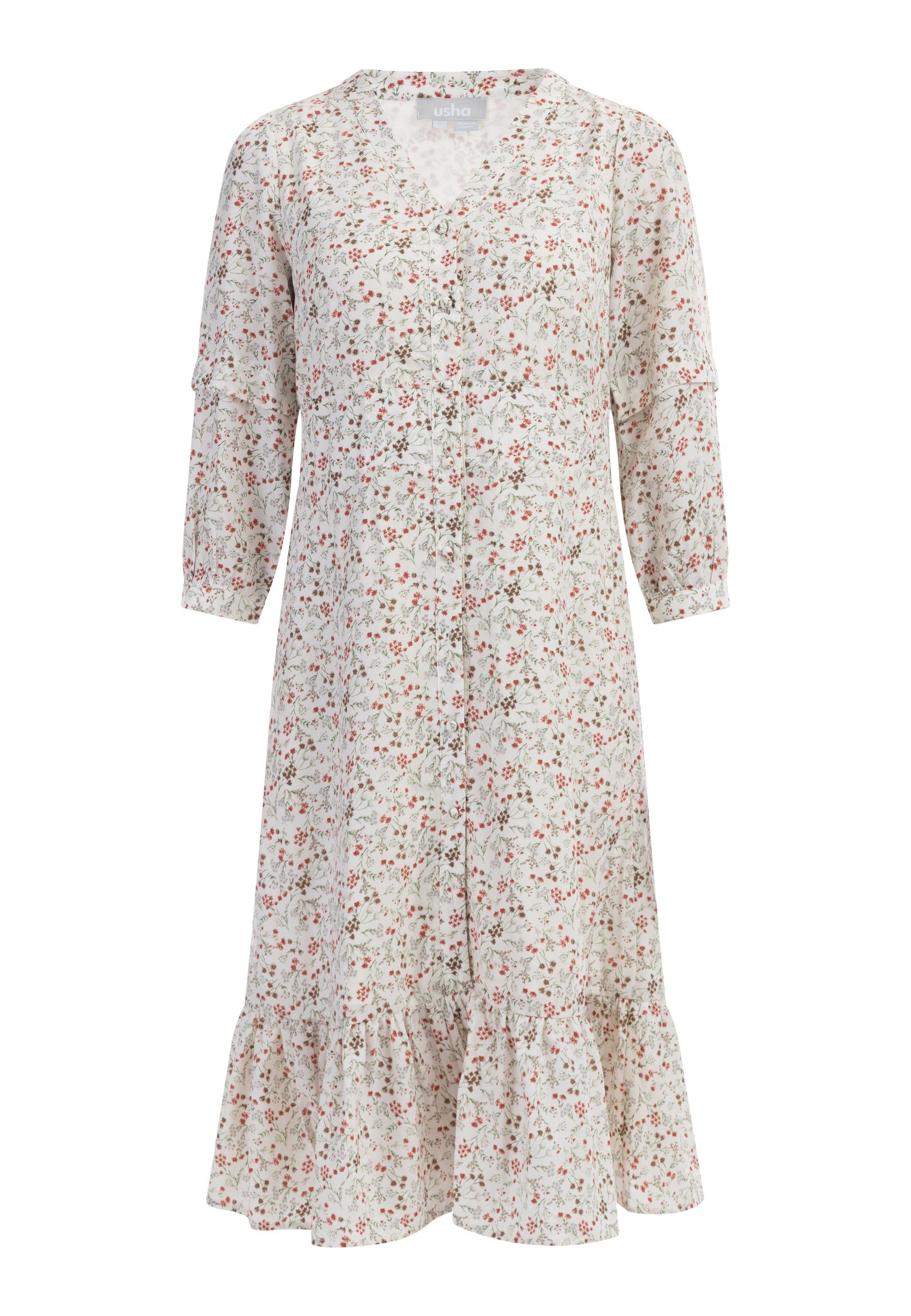 usha Women's Floral Print Midi Dress