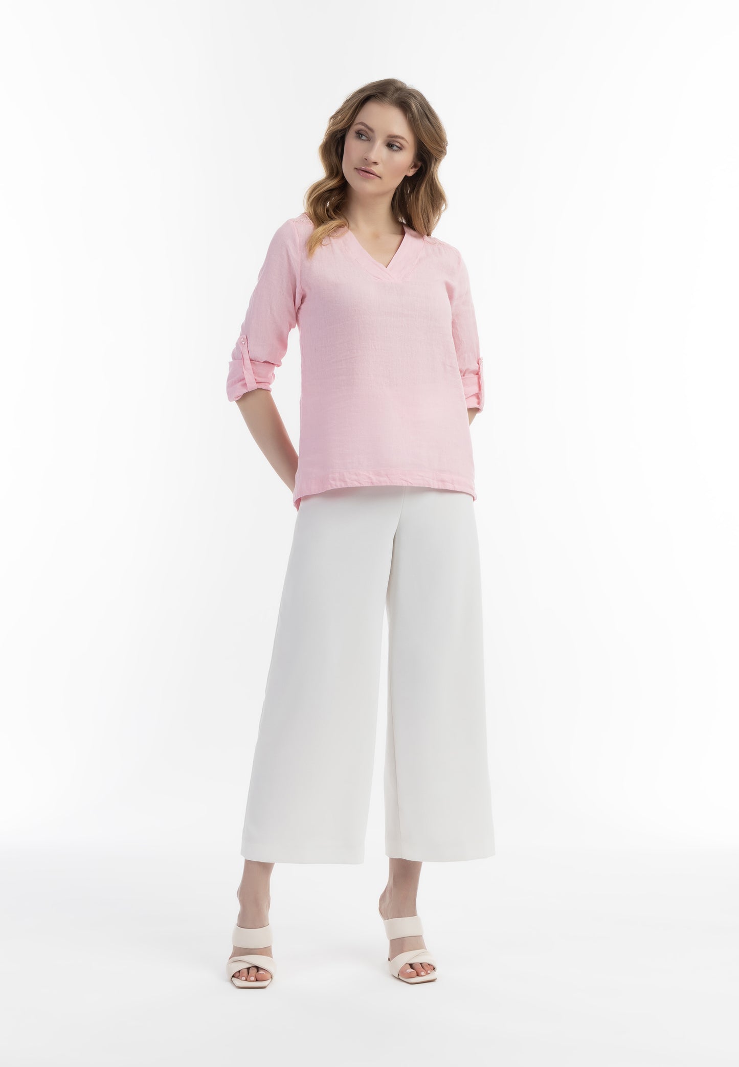 usha Women's Blouse Shirt With Lace
