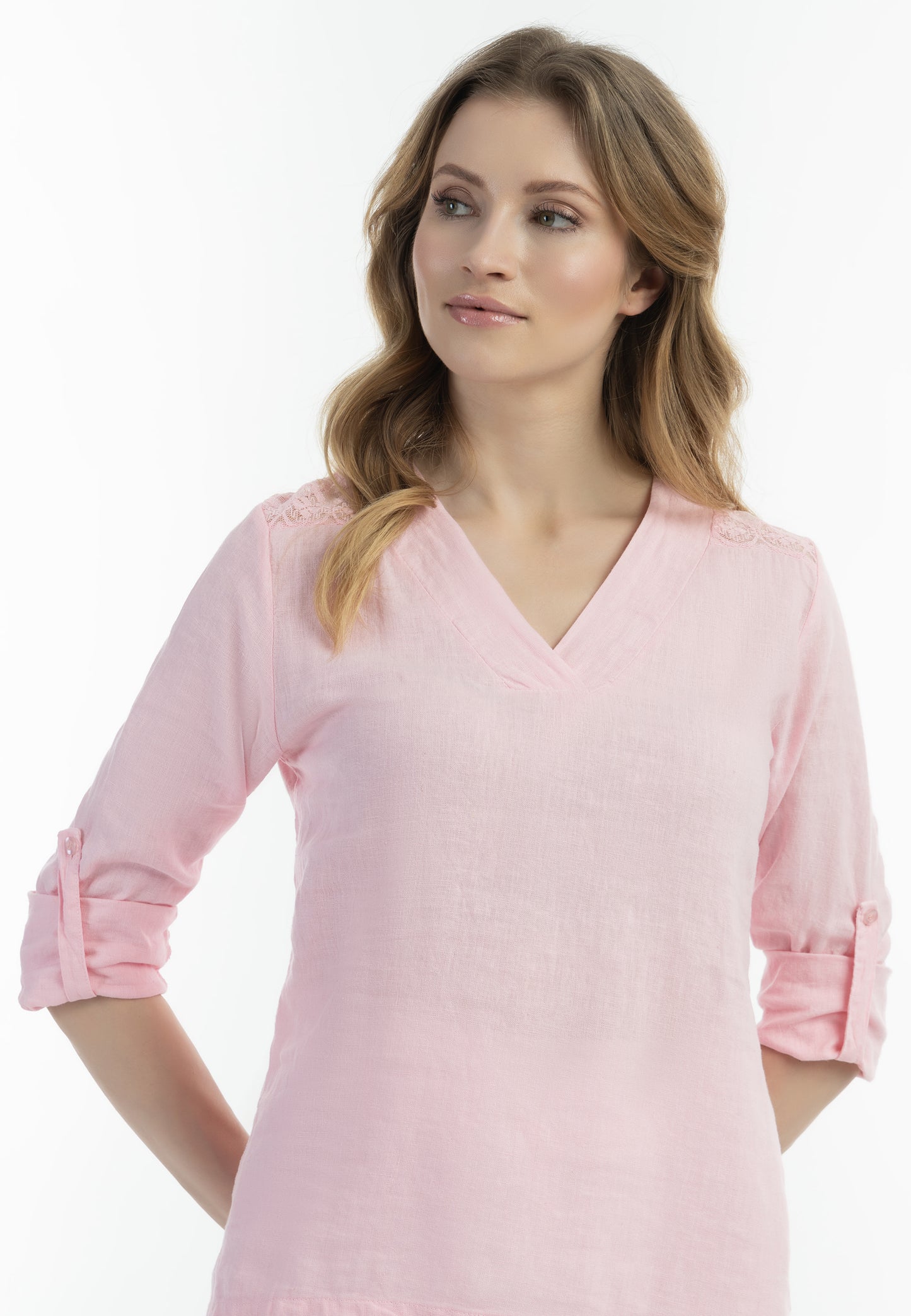 usha Women's Blouse Shirt With Lace