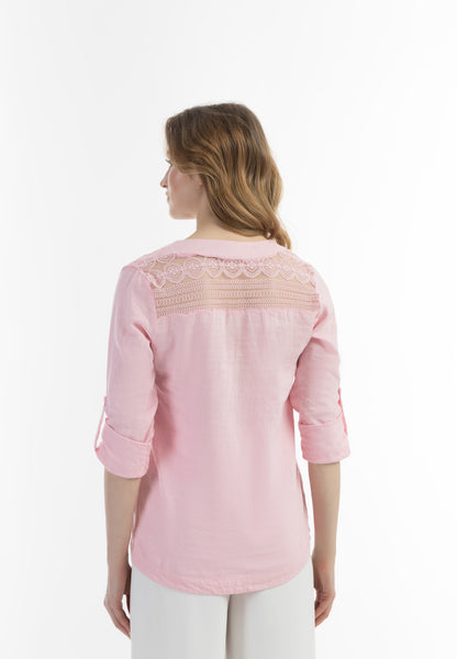 usha Women's Blouse Shirt With Lace