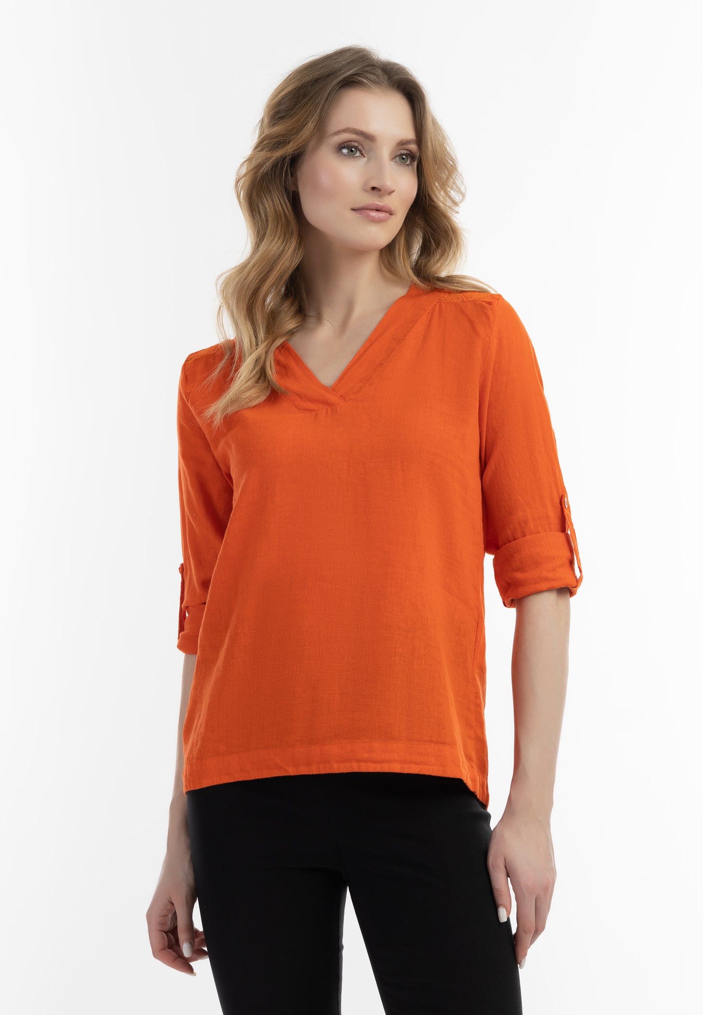 usha Women's Blouse Shirt With Lace