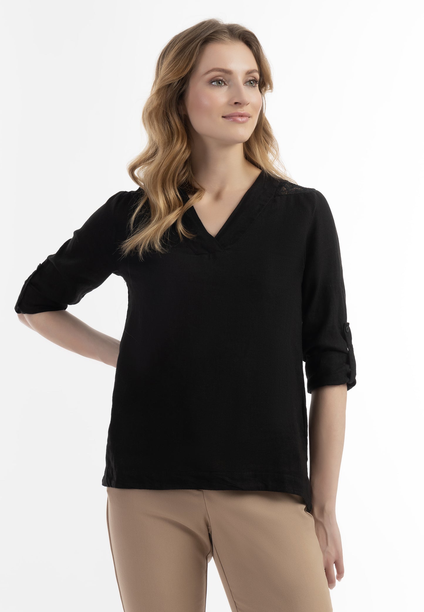usha Women's Blouse Shirt With Lace