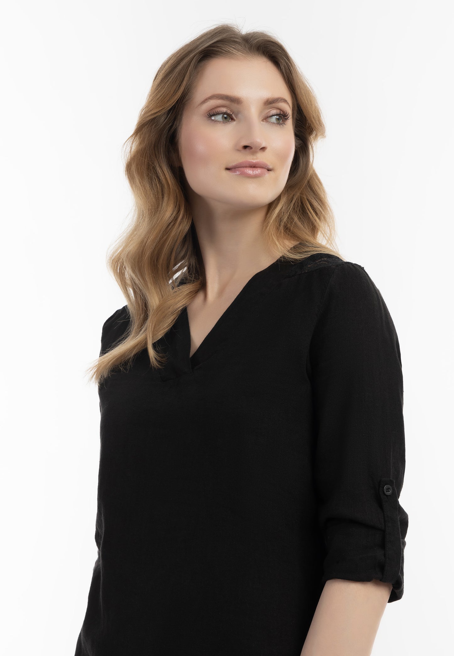 usha Women's Blouse Shirt With Lace