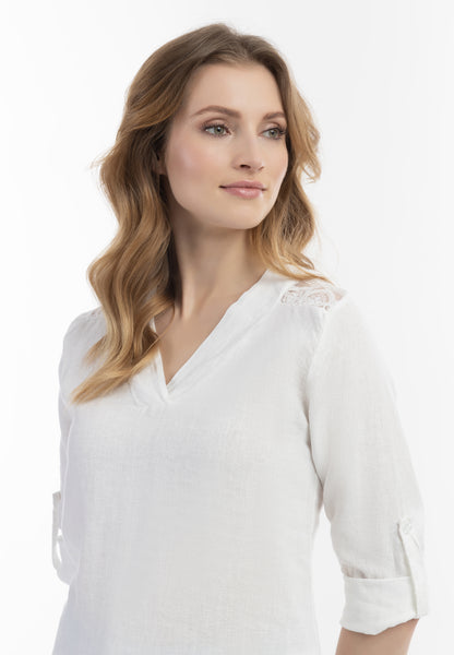 usha Women's Blouse Shirt With Lace