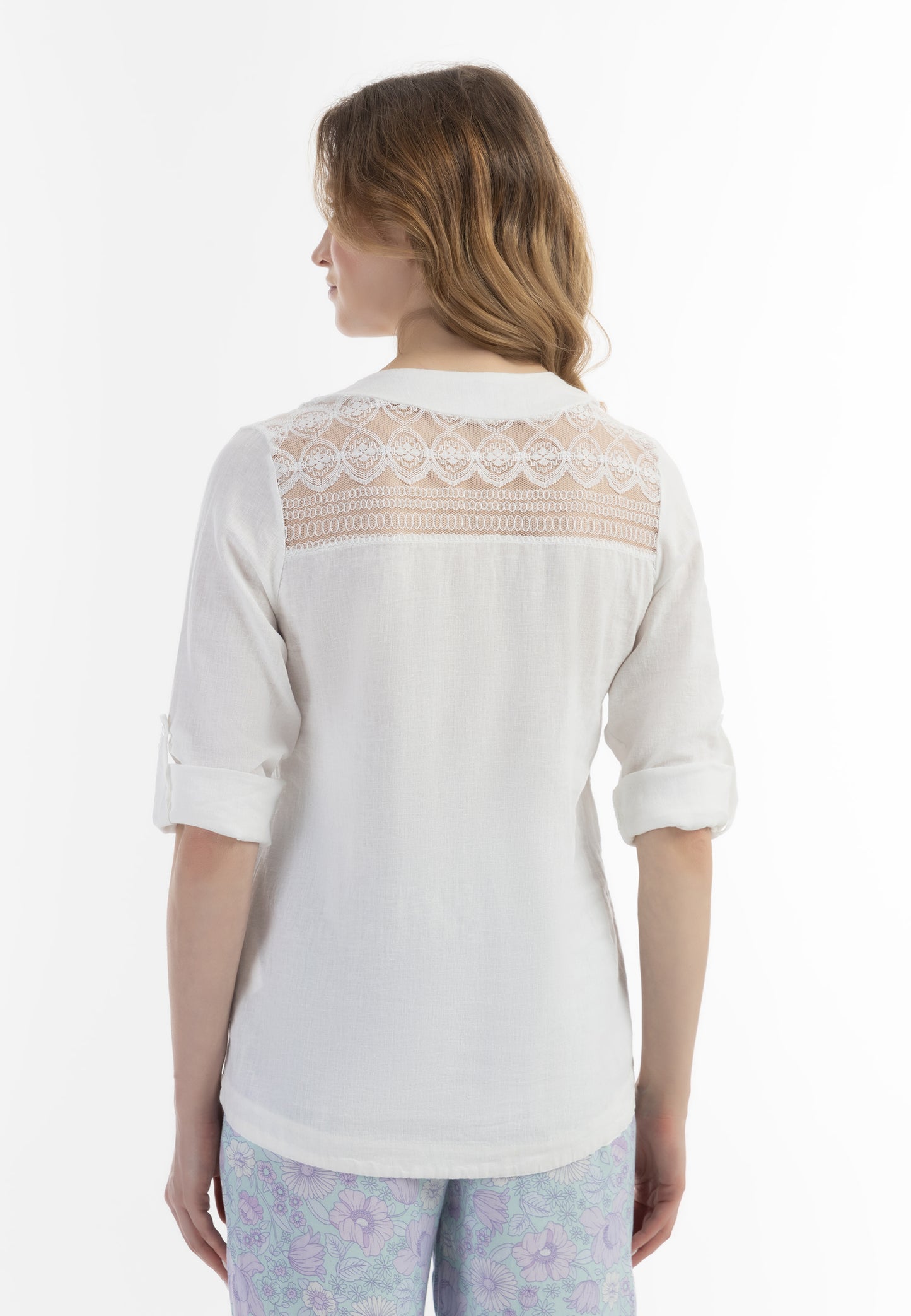 usha Women's Blouse Shirt With Lace