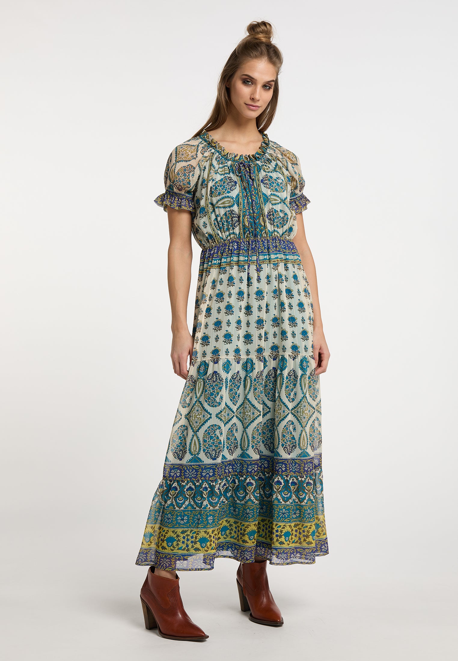 usha FESTIVAL Women's Maxi Dress With All Over Print