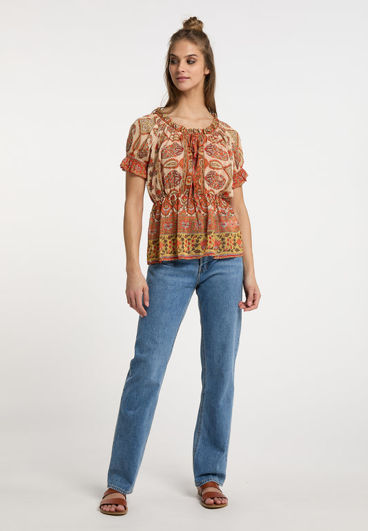 usha FESTIVAL Women's Blouse Shirt With Ruffle Sleeves