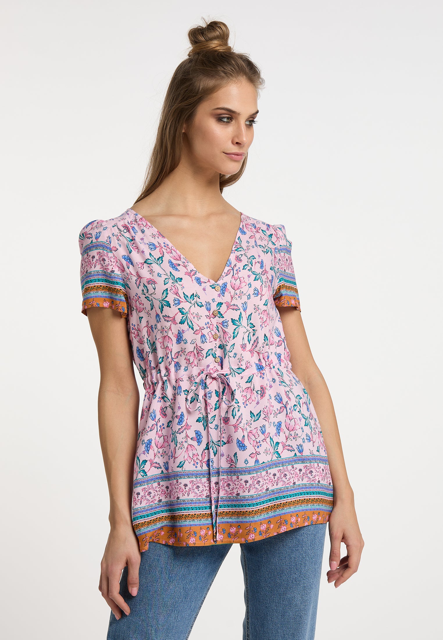 usha FESTIVAL Women's Short Sleeve Blouse