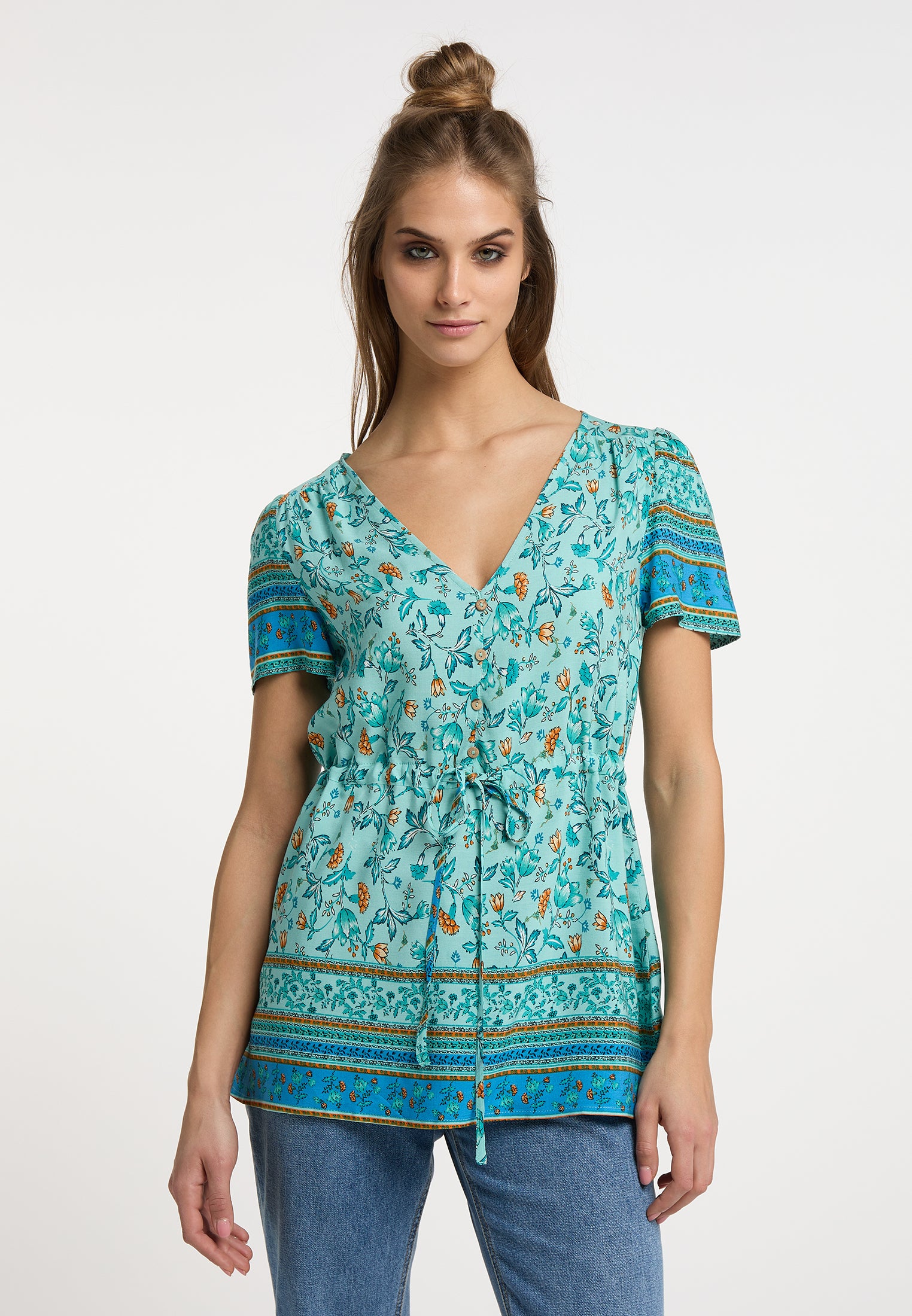 usha FESTIVAL Women's Short Sleeve Blouse