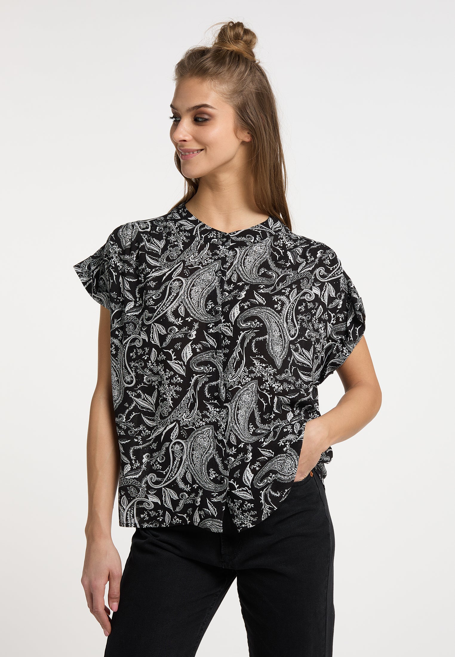 usha FESTIVAL Women's Short Sleeve Blouse