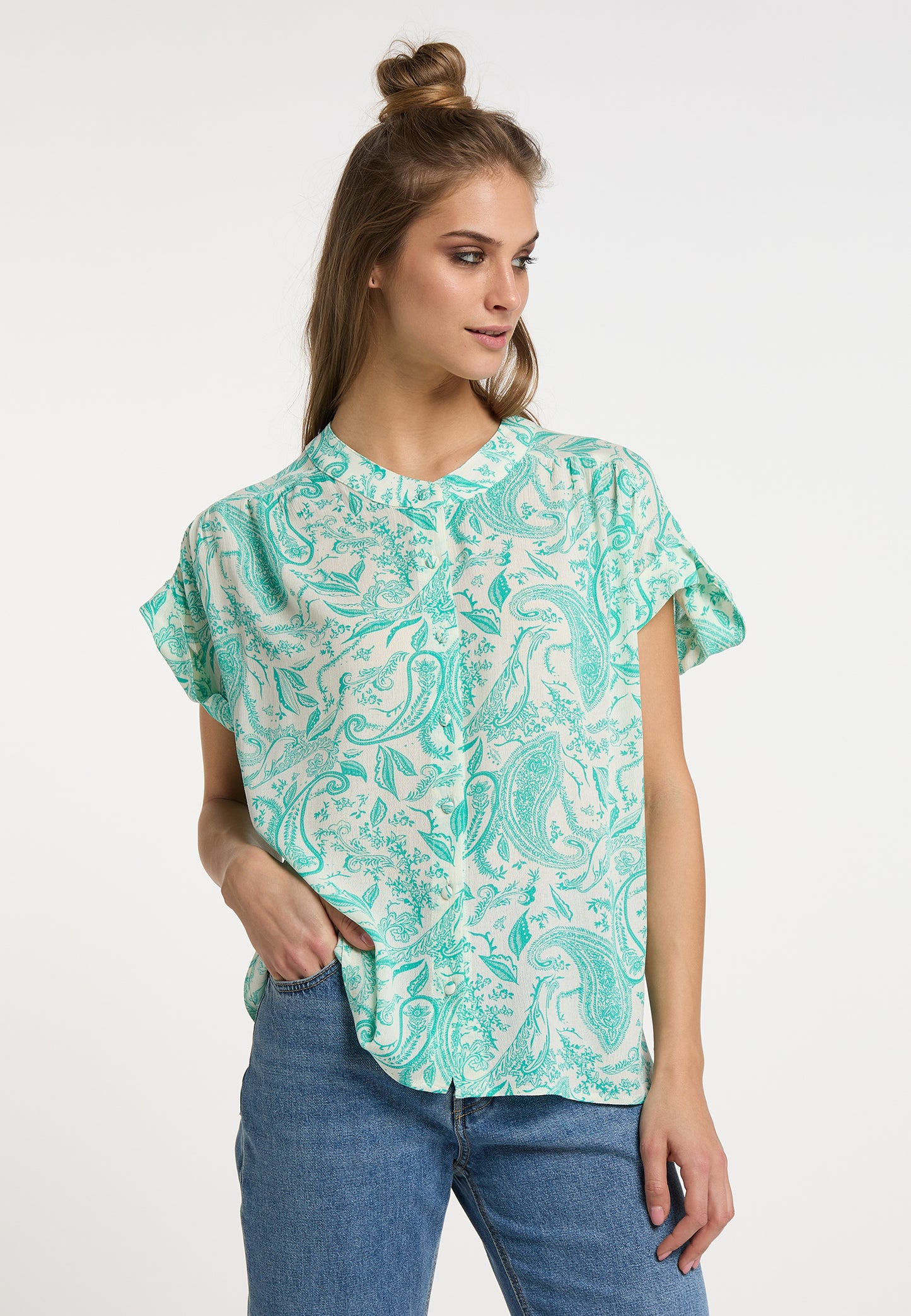 usha FESTIVAL Women's Short Sleeve Blouse