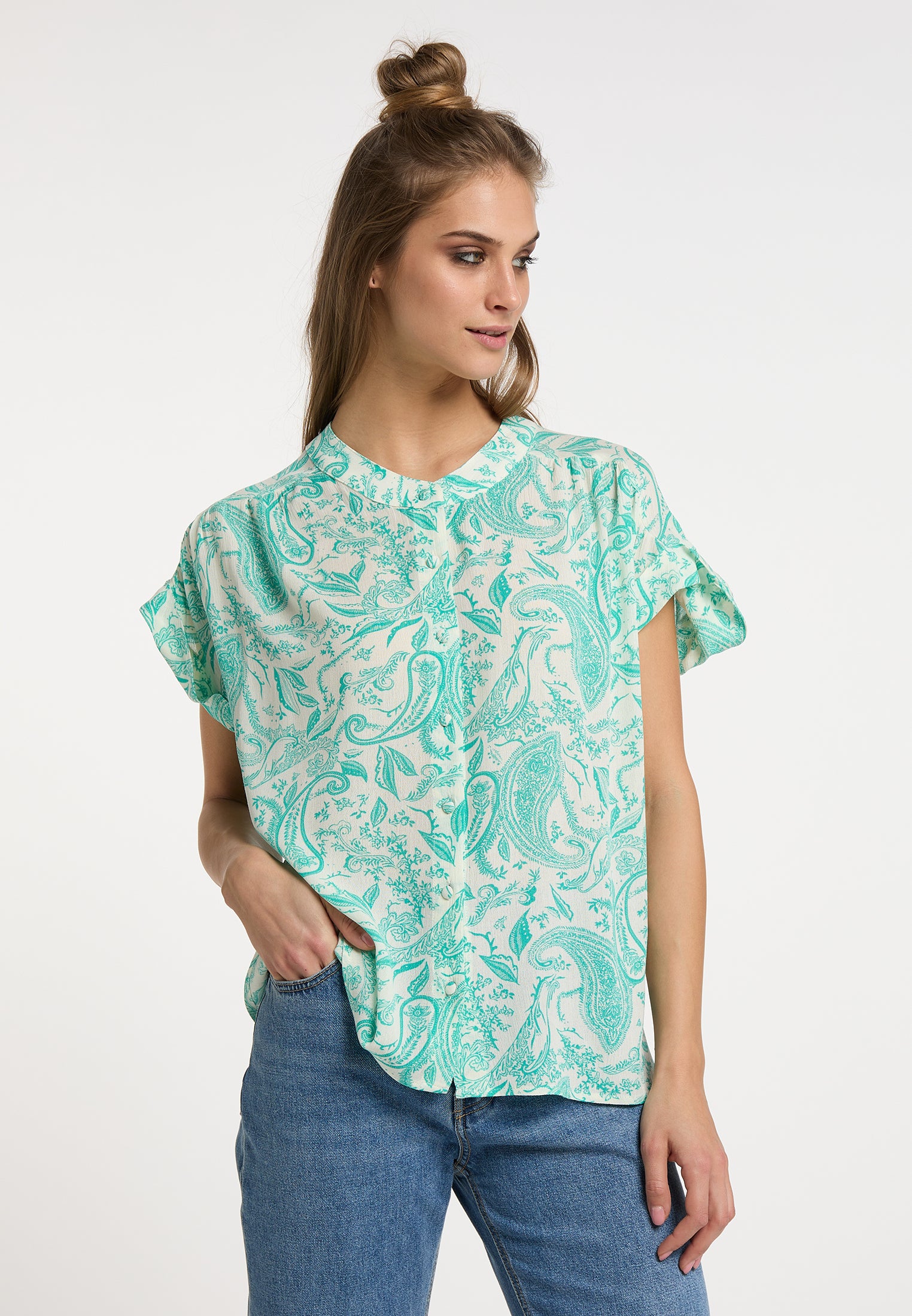 usha FESTIVAL Women's Short Sleeve Blouse