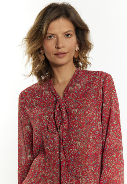 usha Damen Bindekragenbluse