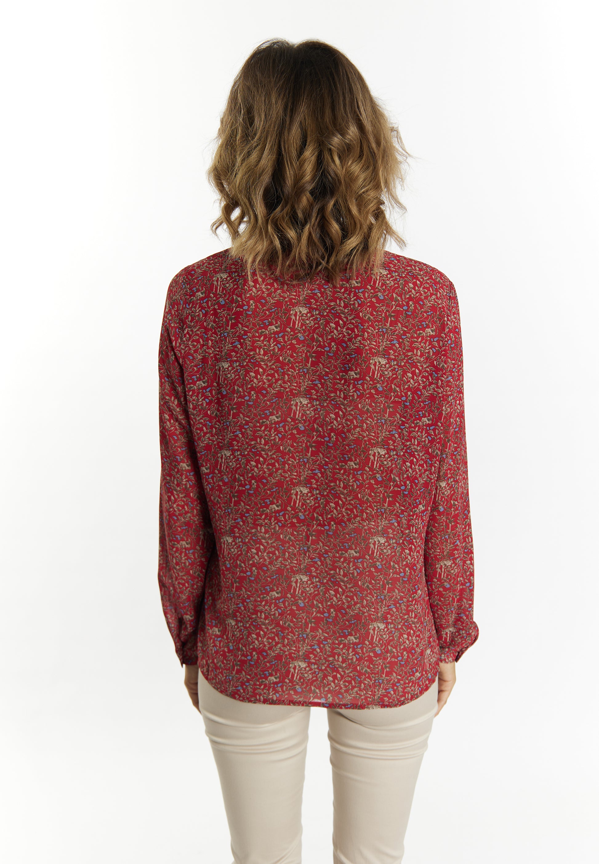 usha Damen Bindekragenbluse
