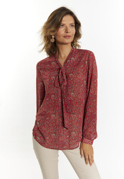 usha Damen Bindekragenbluse