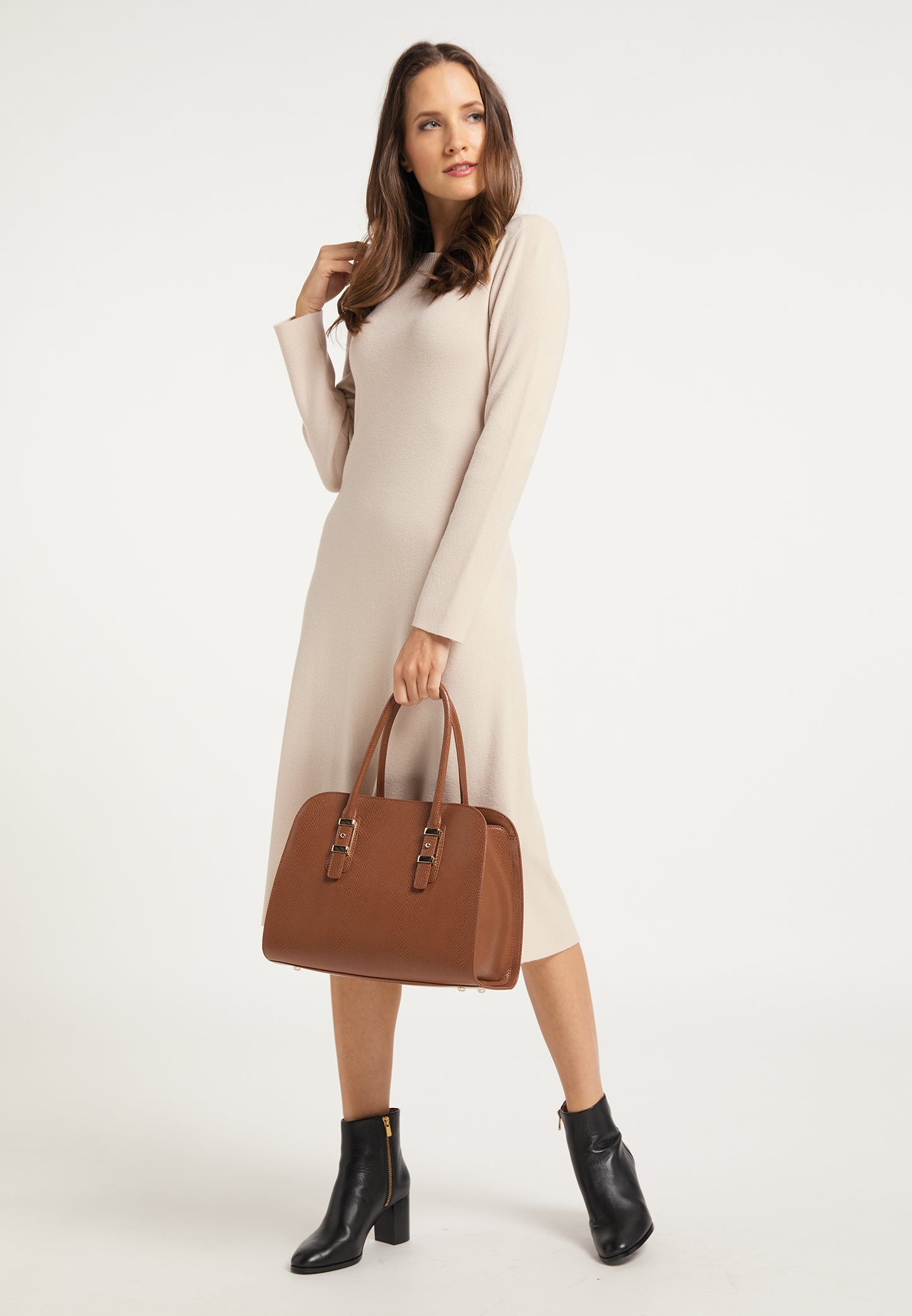 usha BLACK LABEL Damen Lederhandtasche
